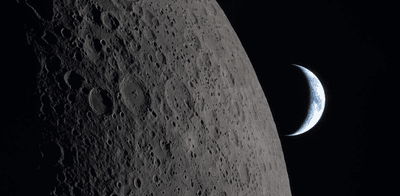 A shot of the Moon and our old friend planet Earth, taken by the Artemis II crew in April 2026.