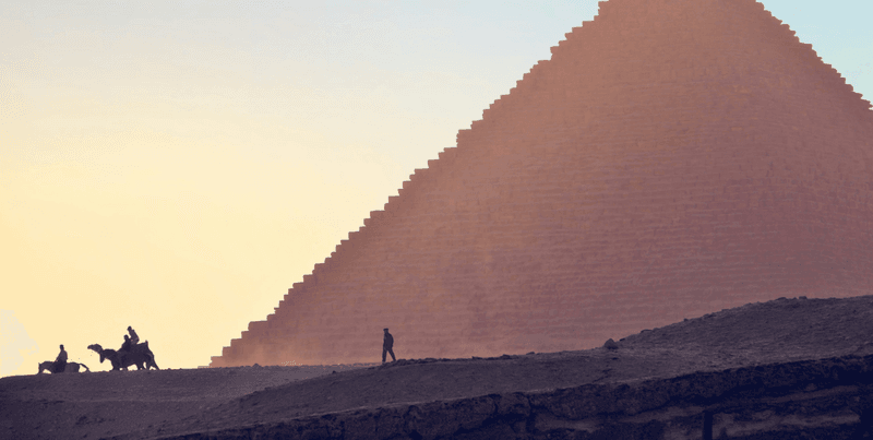ancient Egyptian pyramids viewed from the side