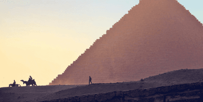 ancient Egyptian pyramids viewed from the side