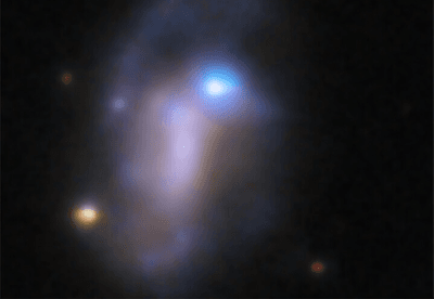 The galaxy in which SN 2026gzf occurred, imaged before the explosion. The bright blue area is a powerful star-forming region in which the supernova occurred