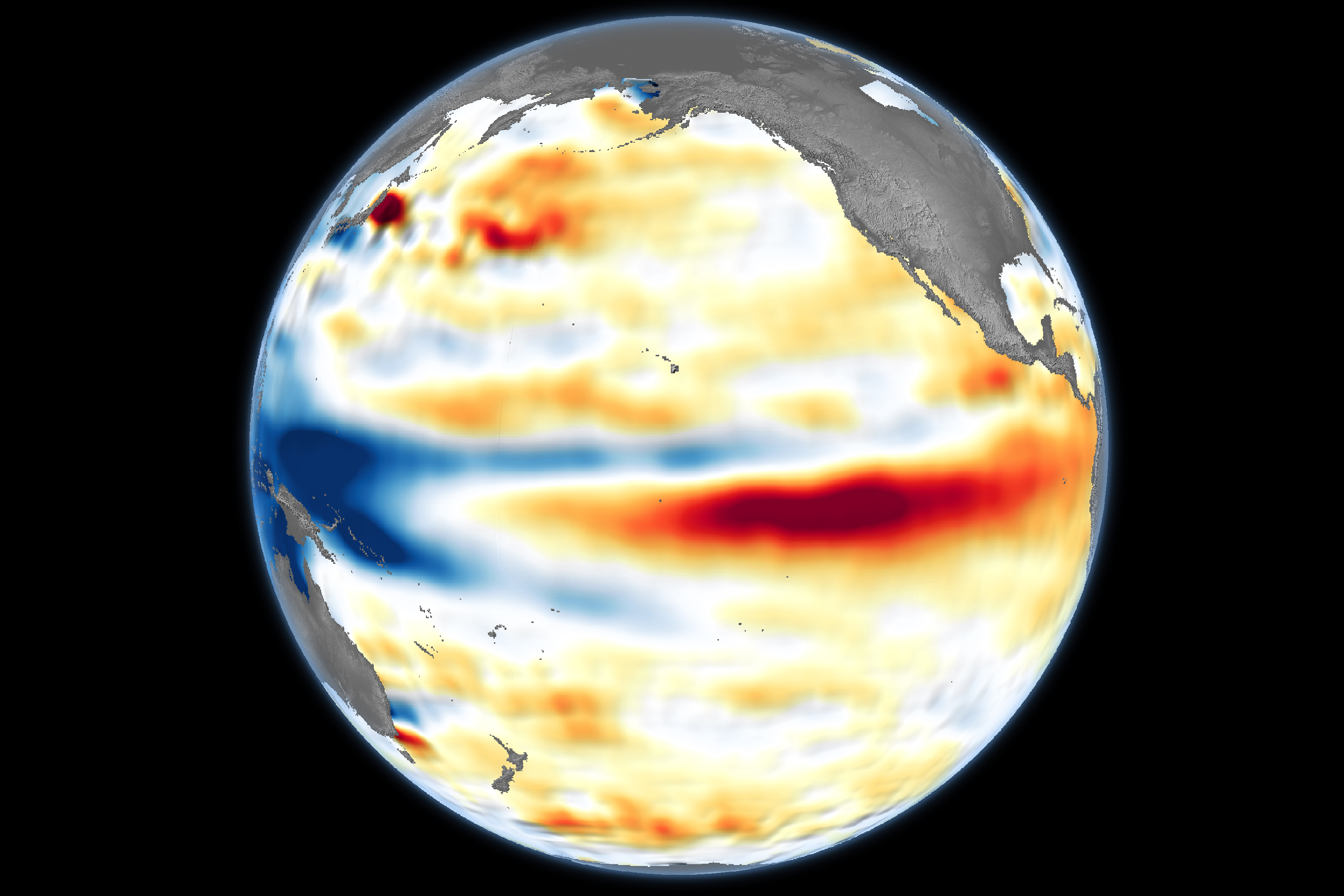 Map shows El Niño is characterized by warmer ocean temperatures across the central and eastern tropical Pacific Ocean. Map shows El Niño is characterized by warmer ocean temperatures across the central and eastern tropical Pacific Ocean.