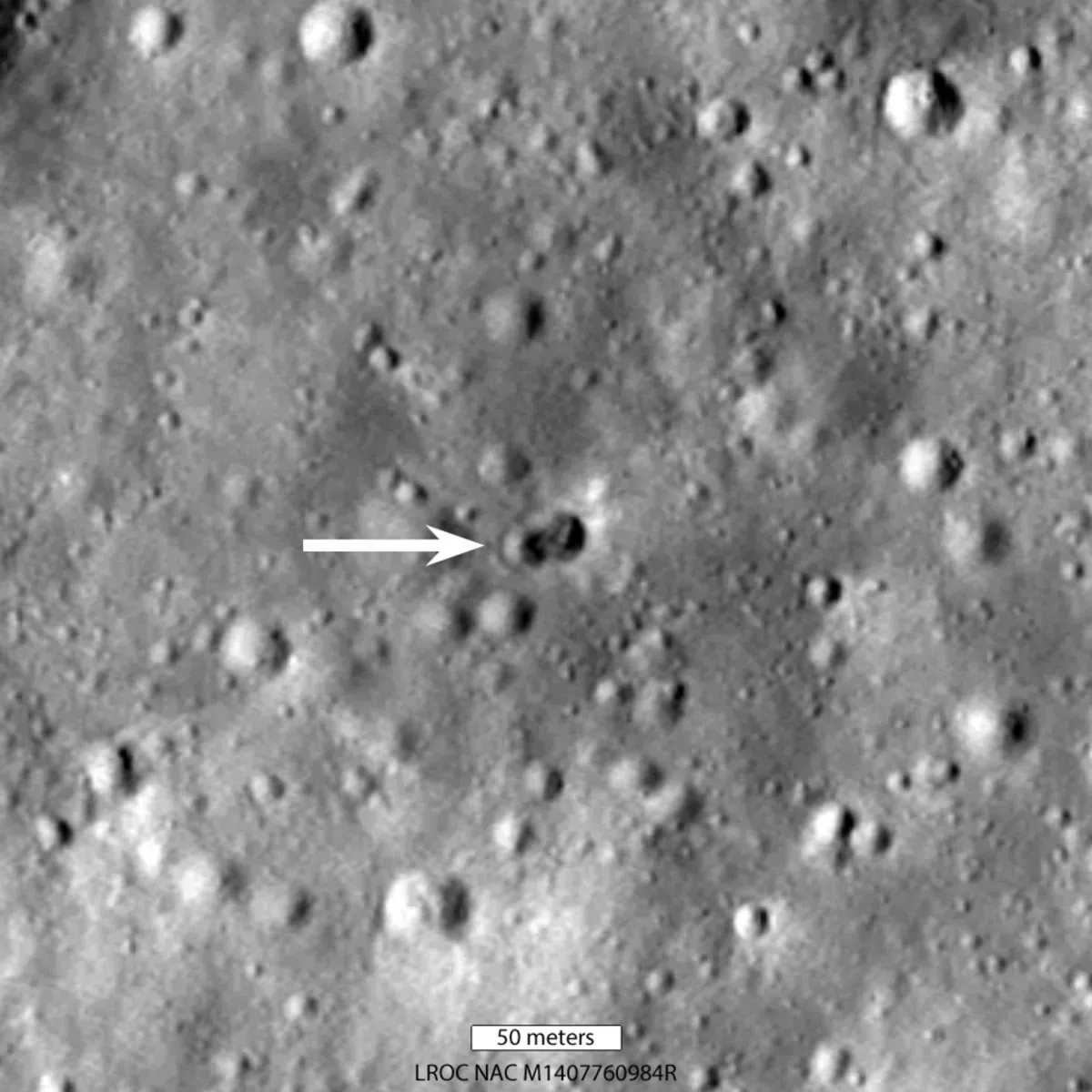 The unusual twin crater appears to be the result of a rocket booster that impacted the moon in March 2022. The unusual twin crater appears to be the result of a rocket booster that impacted the moon in March 2022.