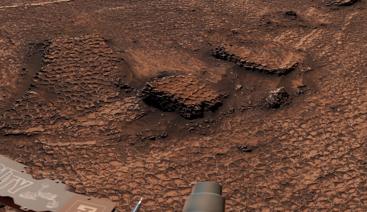 A close-up of the polygon fractures discovered by NASA’s Curiosity Mars A close-up of the polygon fractures discovered by NASA’s Curiosity Mars
