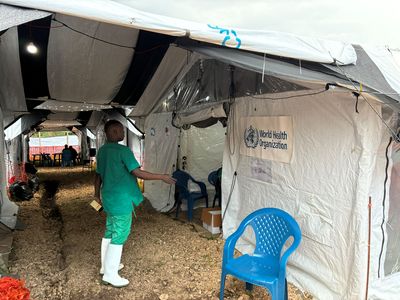 Expansion works taking place at the Ebola treatment centre at the General Referral Hospital in Lita. The 40-bed treatment centre constructed by WHO is being expanded to 80 bed capacity, with the support of partners such as ALIMA, WFP, UNICEF and MONUSCO.