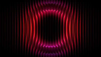 A Circular gradient refracted through ribbed glass with luminous red magenta glow