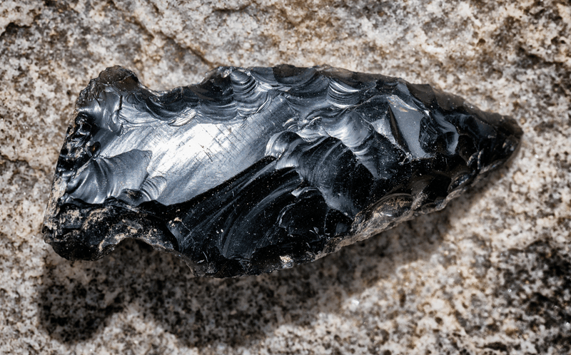 Prehistoric obsidian arrowhead