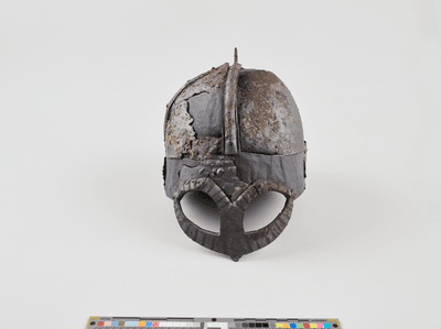 The Gjermundbu helmet was found in Norway and dates to the peak of the Viking Age.