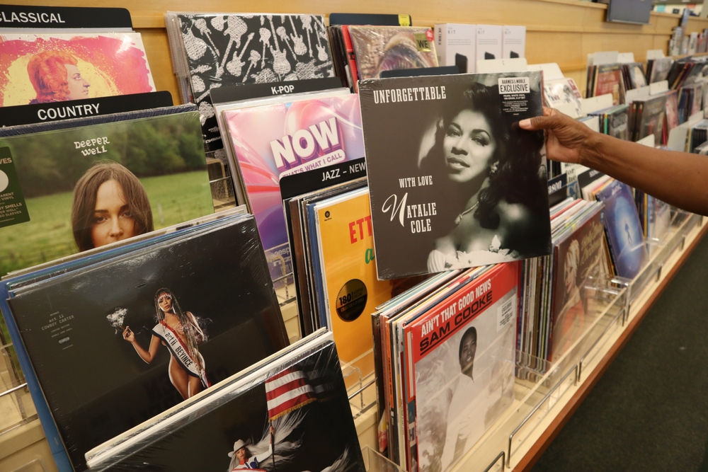 Records in a record shop. Records in a record shop.