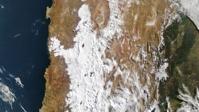 snow blankets the atacama in this MODIS image from NASA