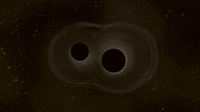 two black holes in the process of merging warping their background