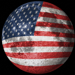 The Moon, colored in with the USA flag.