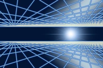 artist impression showing a bright source of light shining across two grids