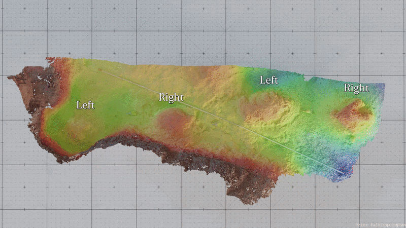 A gif of the tracks in 3D showing how they are spaces and the toes.