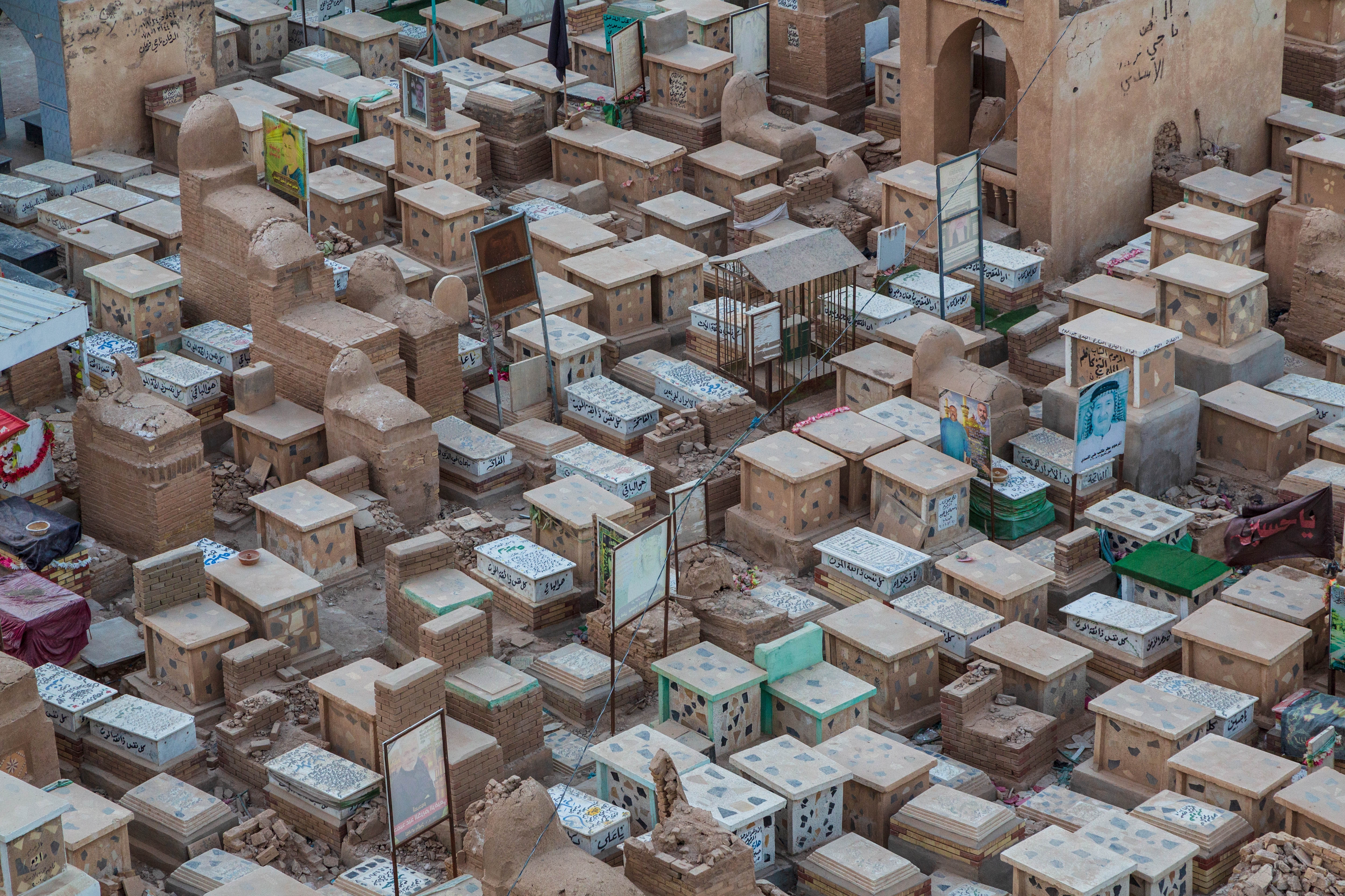 A closer view of tombs and graves at Wadi-us-Salaam. A closer view of tombs and graves at Wadi-us-Salaam.