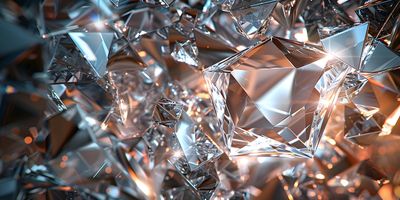A diamond-like surface with sharp angles reflecting light