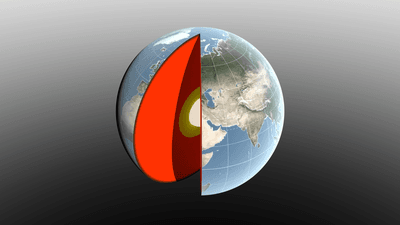 A visualization of the Earth, with a piece removed like a segment of an orange.