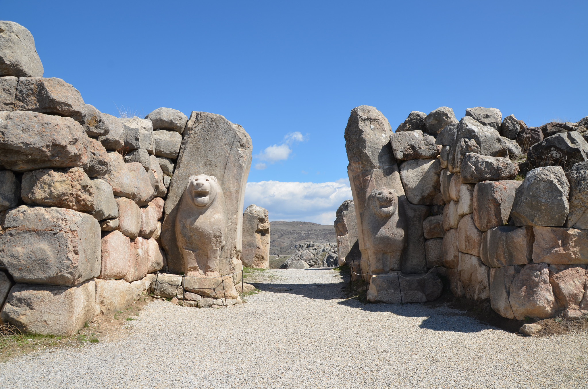 The Lion Gate flanked by two towers, located at the southwest of Hattusa, the capital of the Hittite Empire. The Lion Gate flanked by two towers, located at the southwest of Hattusa, the capital of the Hittite Empire.
