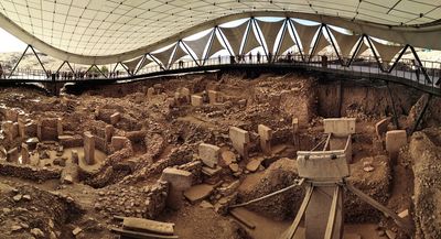 GOBEKLI TEPE, TURKEY - OCTOBER 8, 2020: This is the archaeological site of the largest and oldest temple complex (10th millennium BC).