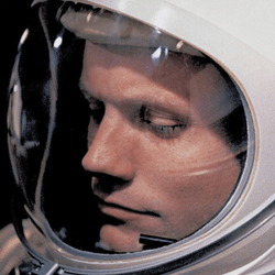 Neil Armstrong in an astronaut suit.