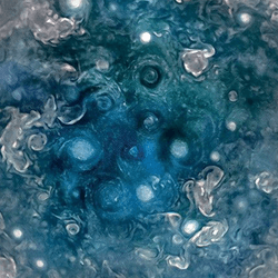 Swirls in the atmosphere at Jupiter's south pole.