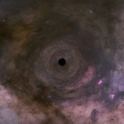 artist impression of a black hole warping space-time
