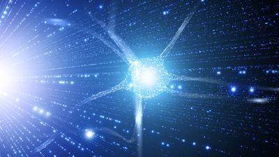 artist impression of a neuron made of light