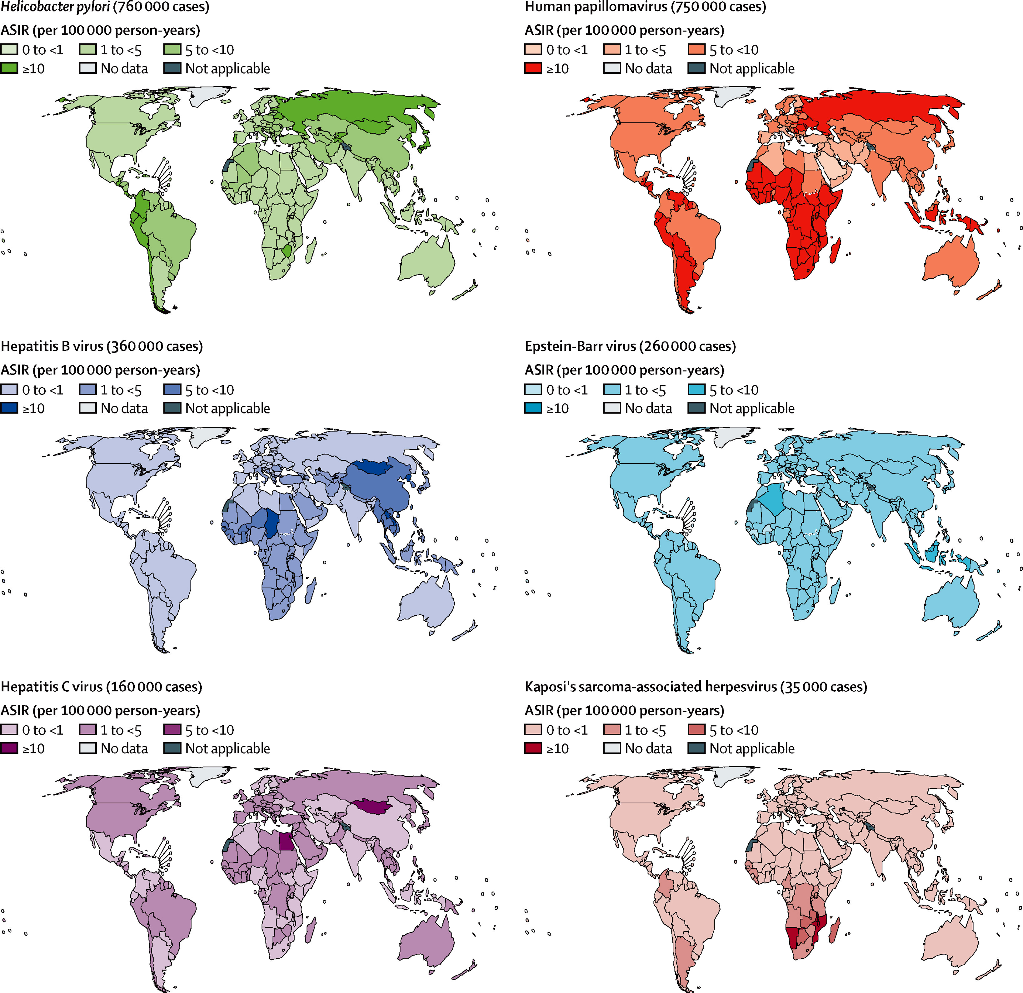 figure showing incidence rates of cancers associated with specific infections figure showing incidence rates of cancers associated with specific infections