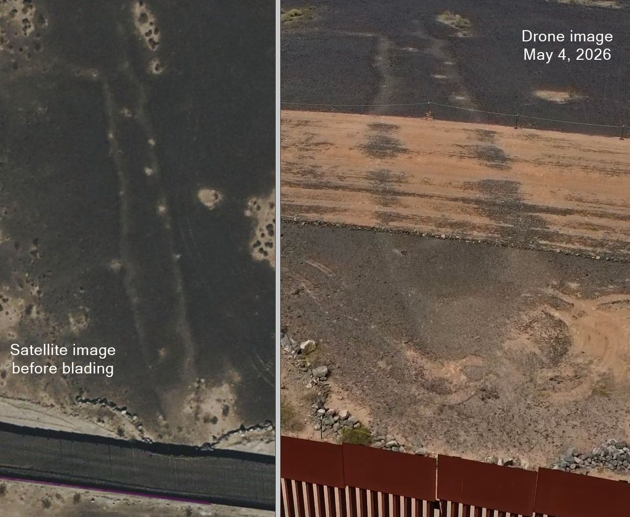 Satellite and drone imagery of the las playas intaglio geoglyph, before and after construction workers ran over it. Satellite and drone imagery of the las playas intaglio geoglyph, before and after construction workers ran over it.