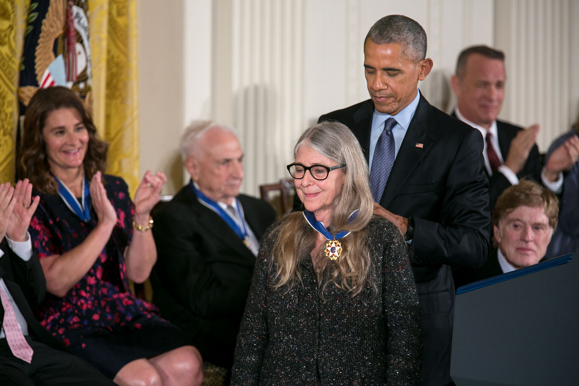 Margaret Hamilton being awarded the Presidential Medal of Freedom by President Barack Obama in 2016.