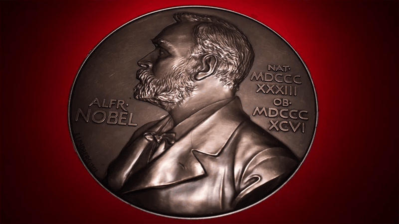 A Nobel Prize, with Alfred Nobel on the front.