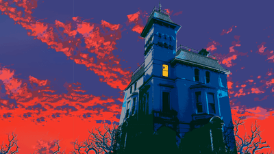 An illustration of a haunted house.