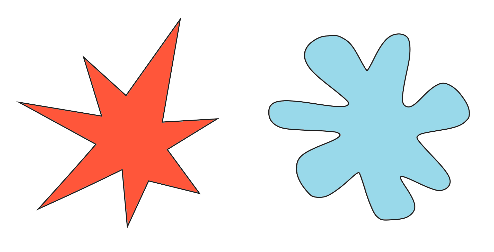 This picture is used as a test to demonstrate that people may not attach sounds to shapes arbitrarily. When given the names "kiki" and "bouba", many cultural and linguistic communities worldwide robustly tend to label the shape on the left "kiki" and the one on the right "bouba". This picture is used as a test to demonstrate that people may not attach sounds to shapes arbitrarily. When given the names "kiki" and "bouba", many cultural and linguistic communities worldwide robustly tend to label the shape on the left "kiki" and the one on the right "bouba".